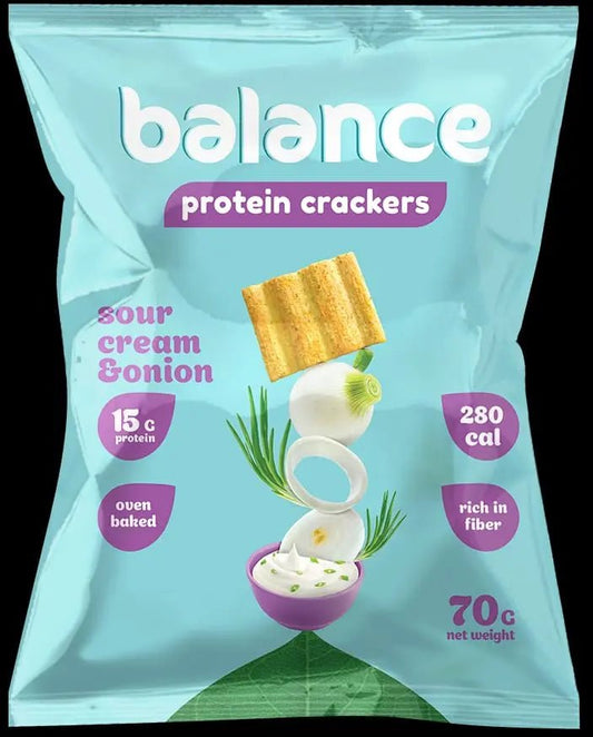Balance Crackers: Protein - Packed Sour Cream & Onion Snacks - fresh produced.