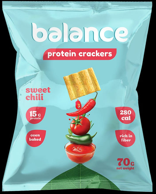 Balance Crackers Sweet Chili 15g Protein - 10x70 Gram - fresh produced.