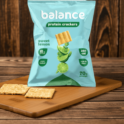 Balance Crackers Sweet Lemon 15g Protein - 10x70 Gram - fresh produced.