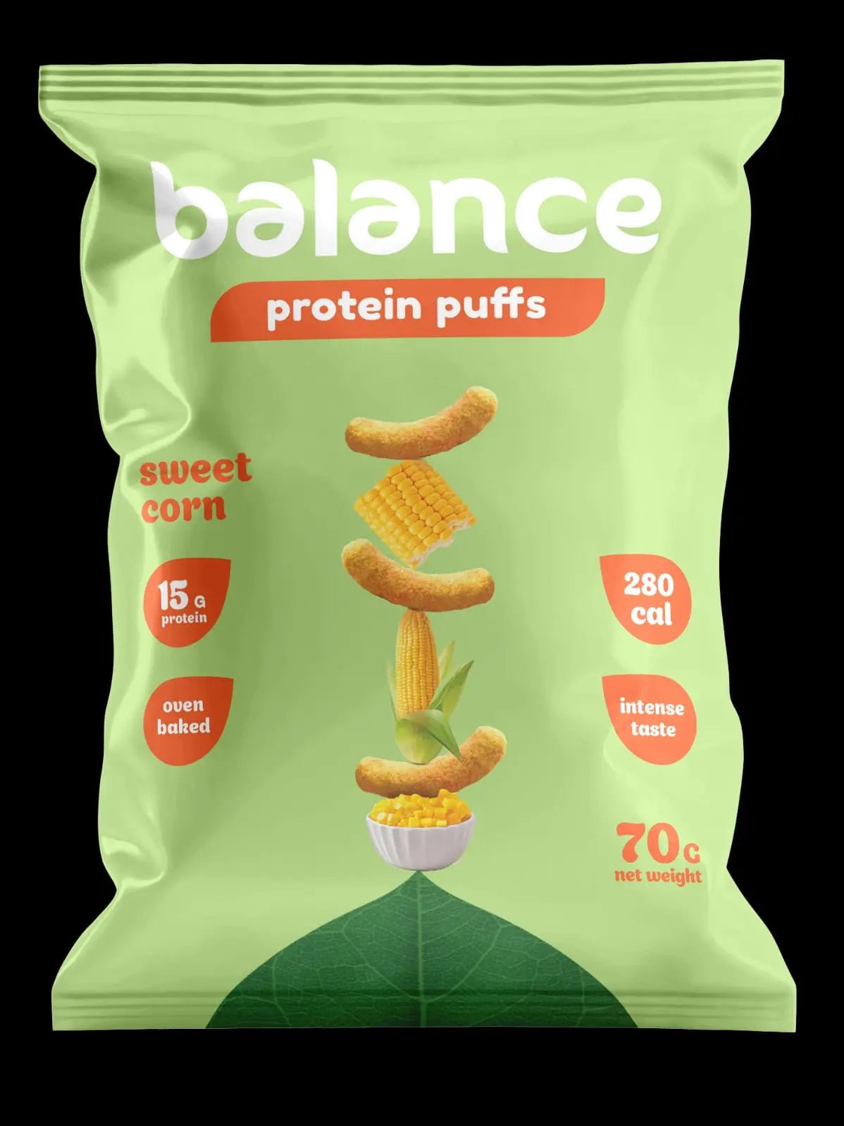 Balance Protein 15 Gram - Baked Oven Puffs - Sweet Corn - 10X 70 Gram - fresh produced.