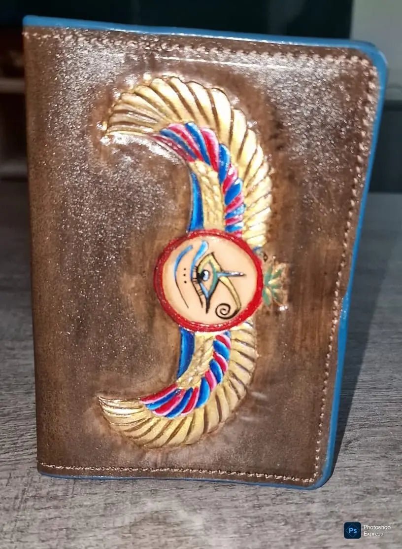 Egyptian symbol passport cover Eye of Horus - fresh produced.