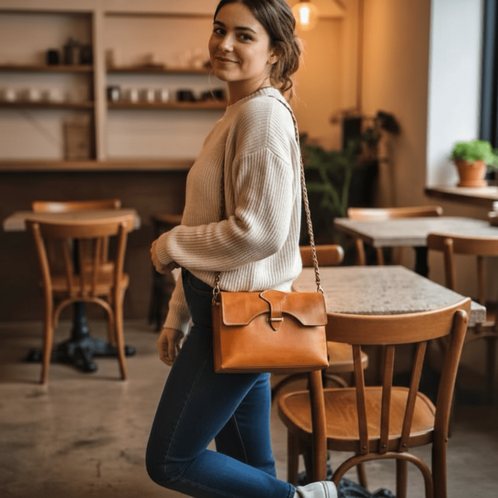 Handgemaakte Leren Tas - Lichtbruin - fresh produced.