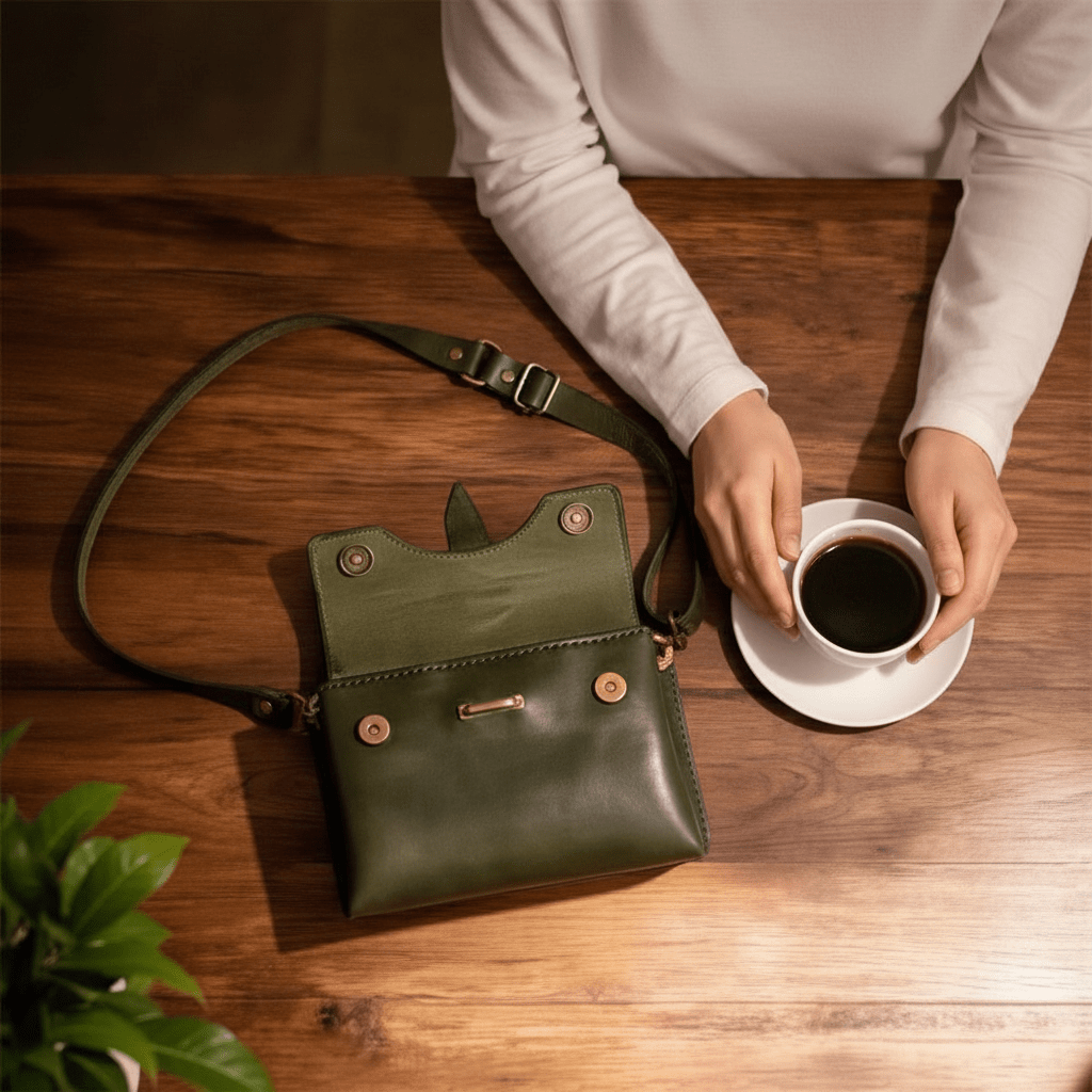 Handgemaakte Leren Tas - Zadelbruin - fresh produced.