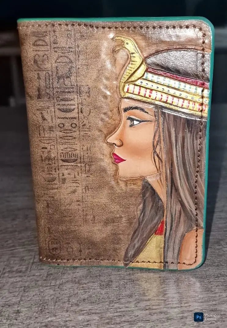 Handmade Genuine Leather Passport Cover - Amenhotep - fresh produced.