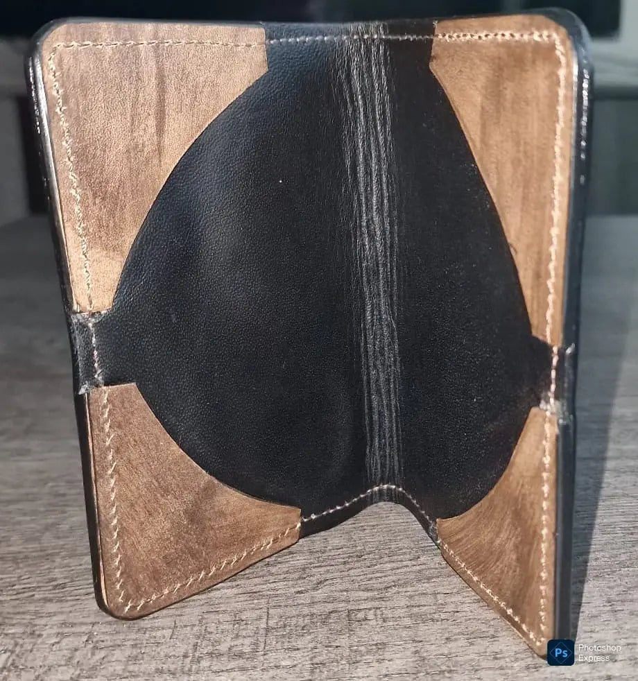 Handmade Genuine Leather Passport Cover - Black Pharaoh Cat - fresh produced.