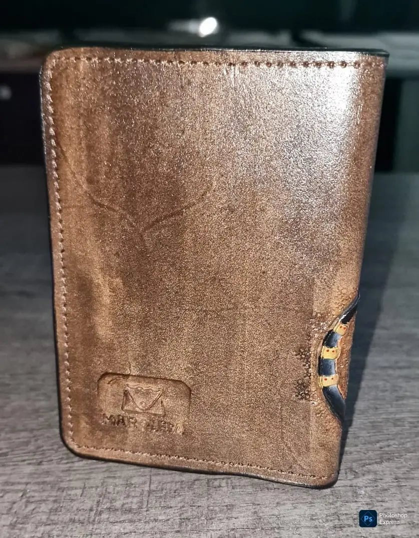 Handmade Genuine Leather Passport Cover - Black Pharaoh Cat - fresh produced.