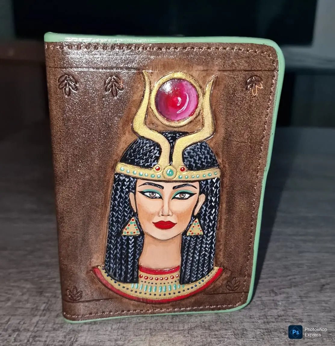 Handmade Genuine Leather Passport Cover - Cleopatra - fresh produced.