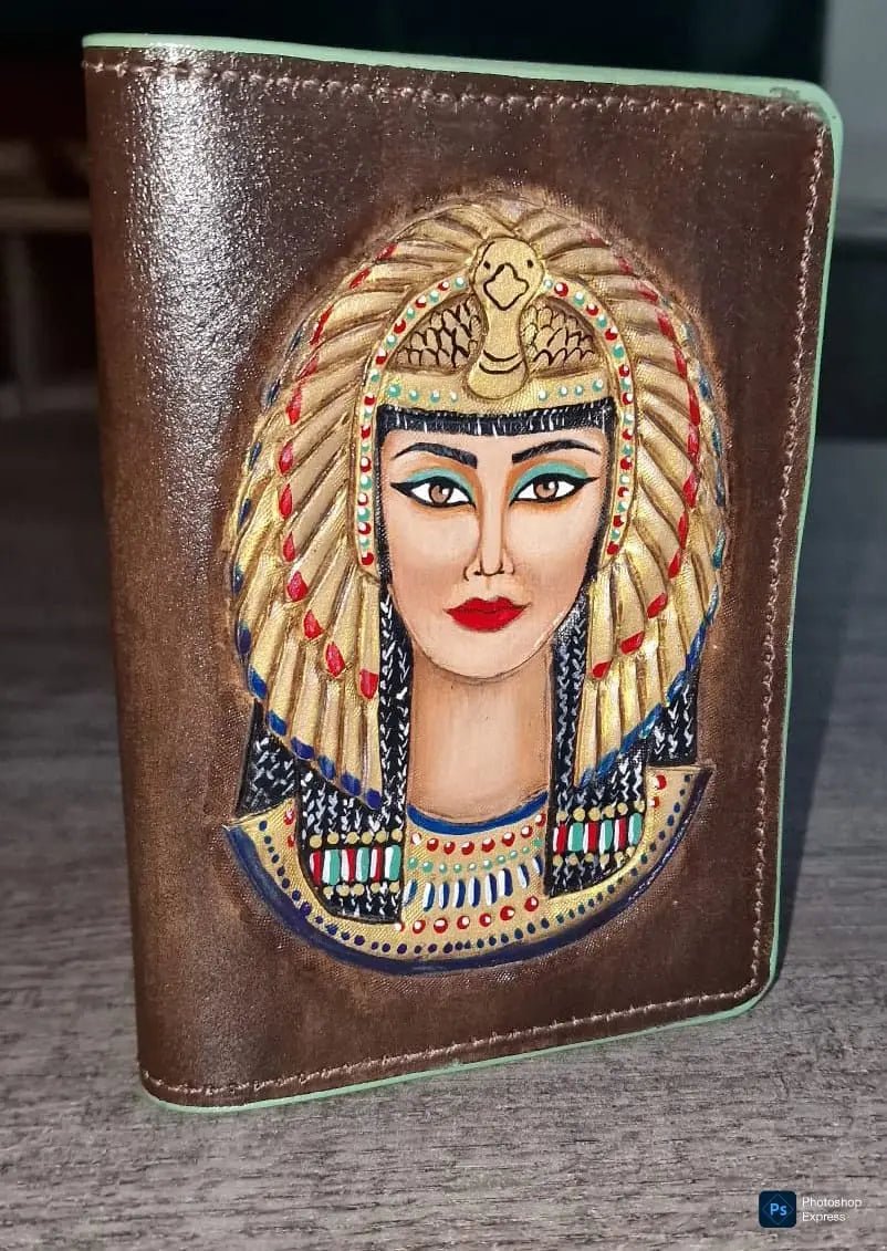 Handmade Genuine Leather Passport Cover - Cleopatra's Sister - fresh produced.