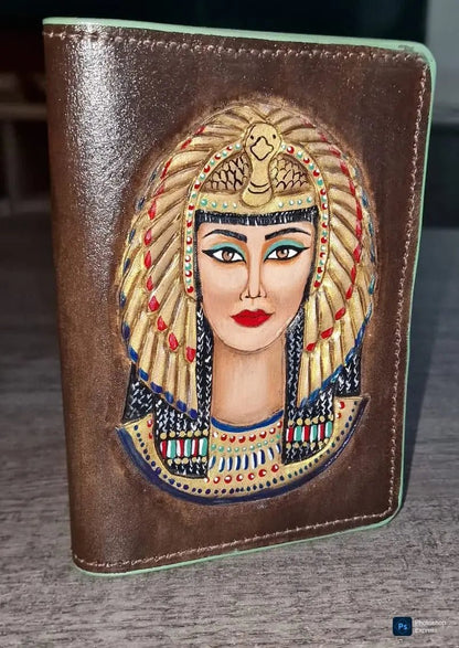 Handmade Genuine Leather Passport Cover - Cleopatra's Sister - fresh produced.