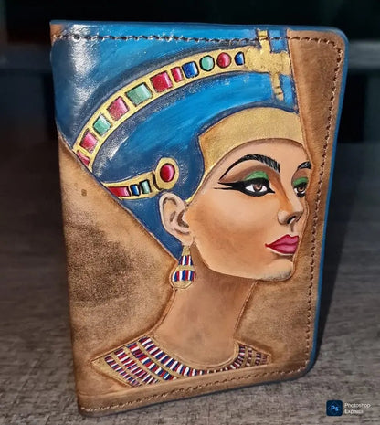 Handmade Genuine Leather Passport Cover - Nefertari - fresh produced.