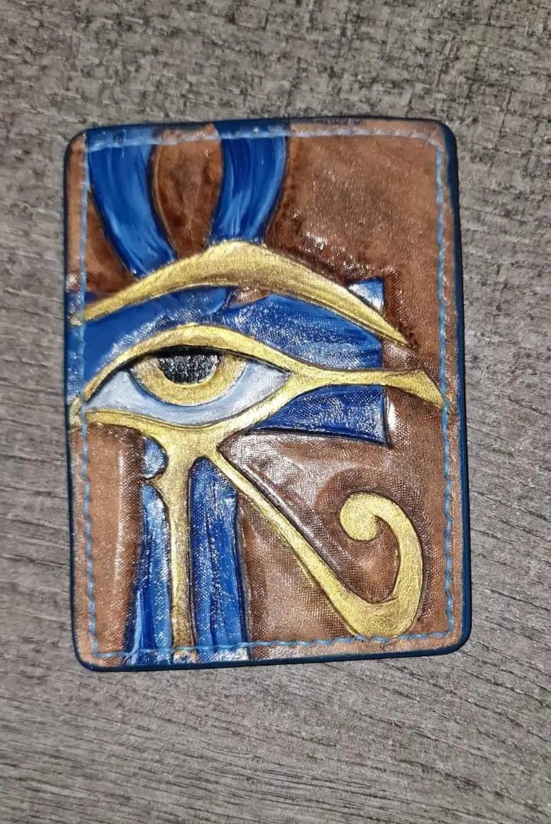 Pharaoh Handmade Genuine Leather Wallet - Pharaonic Falcon Eye - fresh produced.