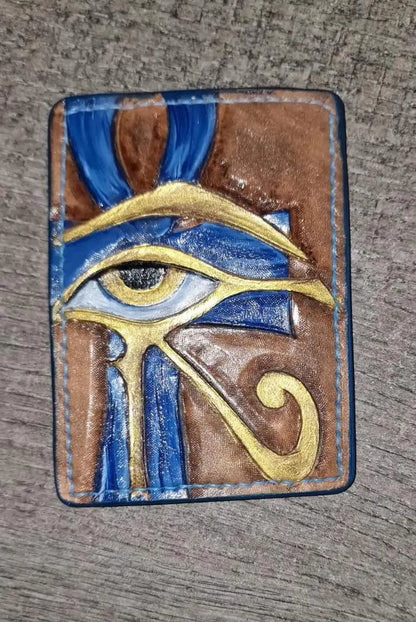 Pharaoh Handmade Genuine Leather Wallet - Pharaonic Falcon Eye - fresh produced.