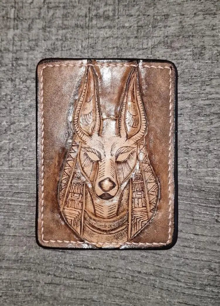 Pharaoh Handmade Genuine Leather Wallet - Tutankhamun's Dog - fresh produced.