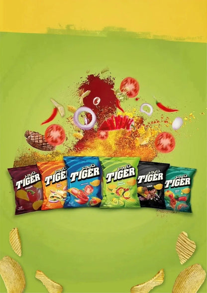 Tiger Chips Mixpakket - 12x90 Gram (6 Smaken) - fresh produced.
